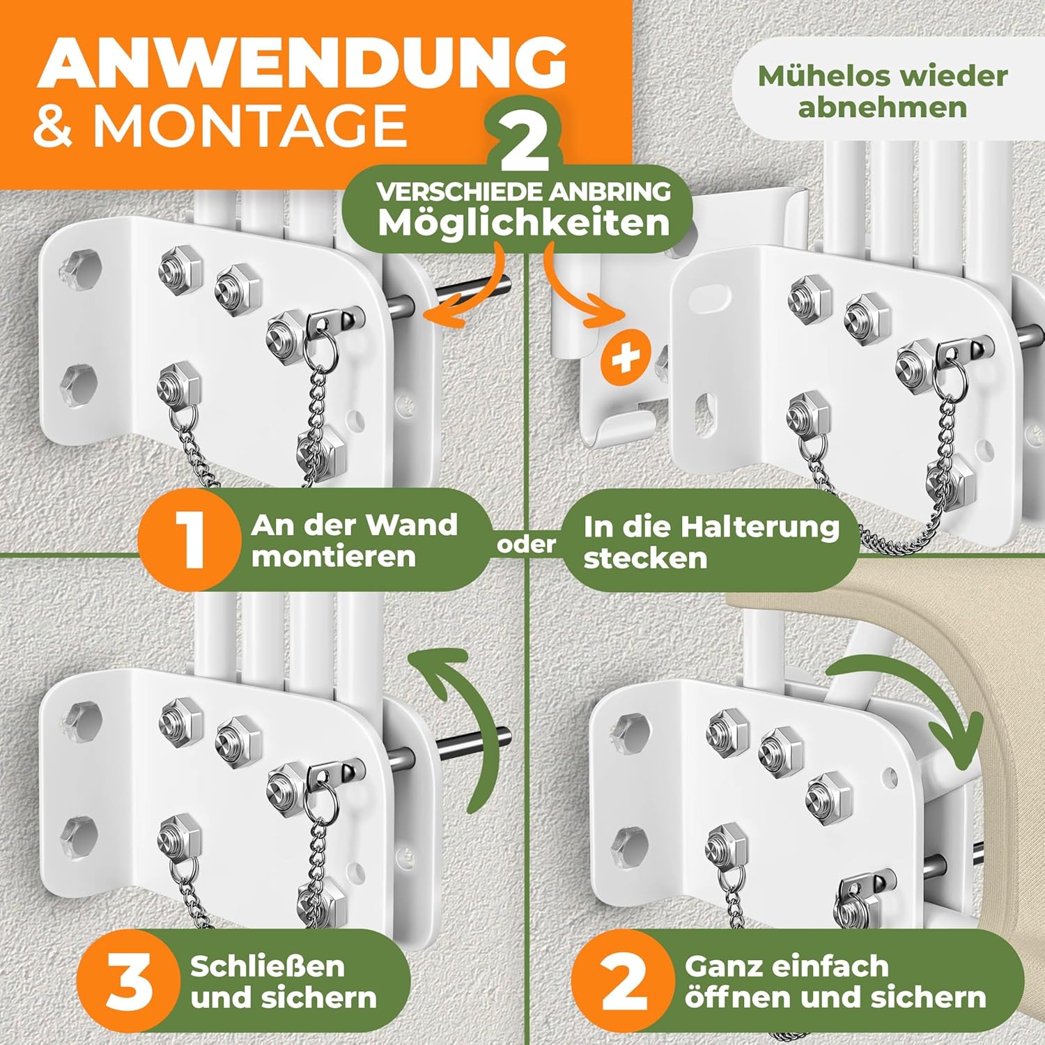 KESSER® Balkonfächer klappbar mit Wandhalterung | 140x140cm | Sichtschutz Balkon Windschutz | Balkonsichtschutz | Seitenmarkise | witterungsbeständig | inkl. Montagematerial & Schutzcover | Beige — Ansicht 3