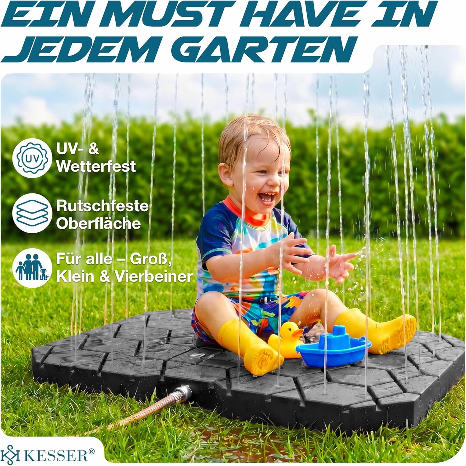 KESSER® Bodendusche Geo Gartendusche, Dusche für alle - Groß, Klein & Vierbeiner, rutschfest, UV- & Wetterfest, Rostfrei & Schimmelresistent, Steuerung über Fußrad, Inklusive Zubehör, Anthrazit — Ansicht 4