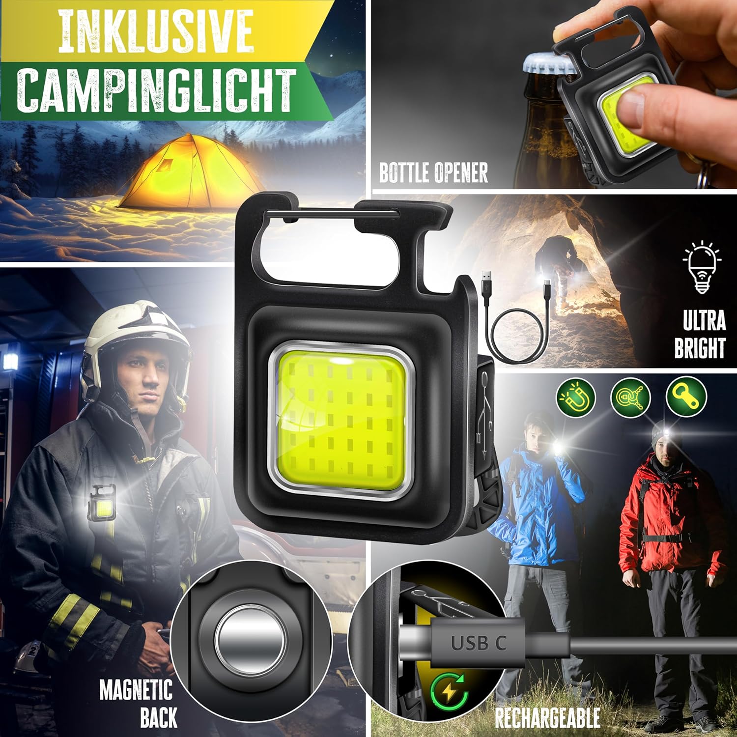 KESSER® Campingbett Klappbett Inkl.Tragetasche, Campinglicht und Seitentasche in 190cm oder 210cm Stabiles Feldbett 150 kg Belastbar Metallrohr 600D Oxfordgewebe Tragbar Liege Reise Bequem — Ansicht 4