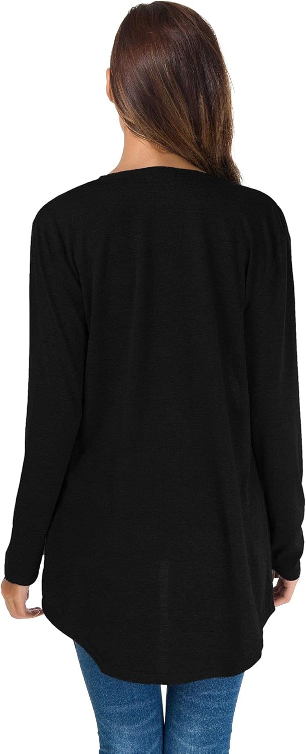 KESSER Casual Basic Lang Strickjacke Für Damen Hat Zwei Taschen Langarm Offene Vorderseite Schlanke Passform Modisch Und Vielseitig Cardigan Weich Und — Ansicht 5
