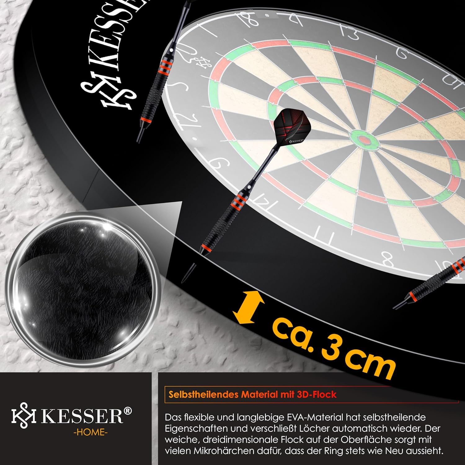 KESSER® Dartscheibe Catchring Schutzring Ø45cm | Auffangring rund Stabiler Wandschutz Zubehör | passend für alle Dartscheiben | Dartring Stabiler Wandschutz Backboard Surround Ring für Dartboard Eva — Ansicht 3