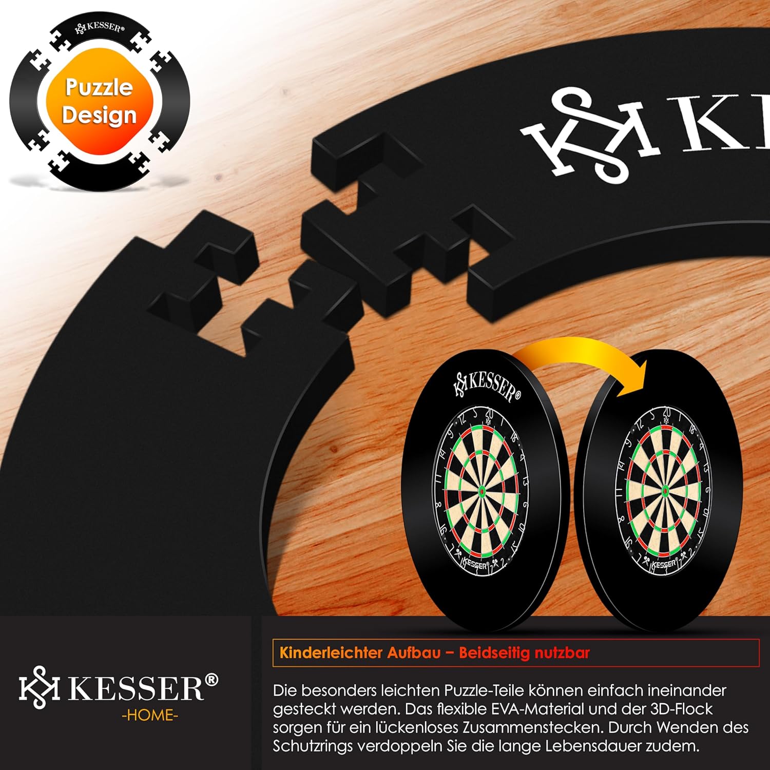 KESSER® Dartscheibe Catchring Schutzring Ø45cm | Auffangring rund Stabiler Wandschutz Zubehör | passend für alle Dartscheiben | Dartring Stabiler Wandschutz Backboard Surround Ring für Dartboard Eva — Ansicht 5