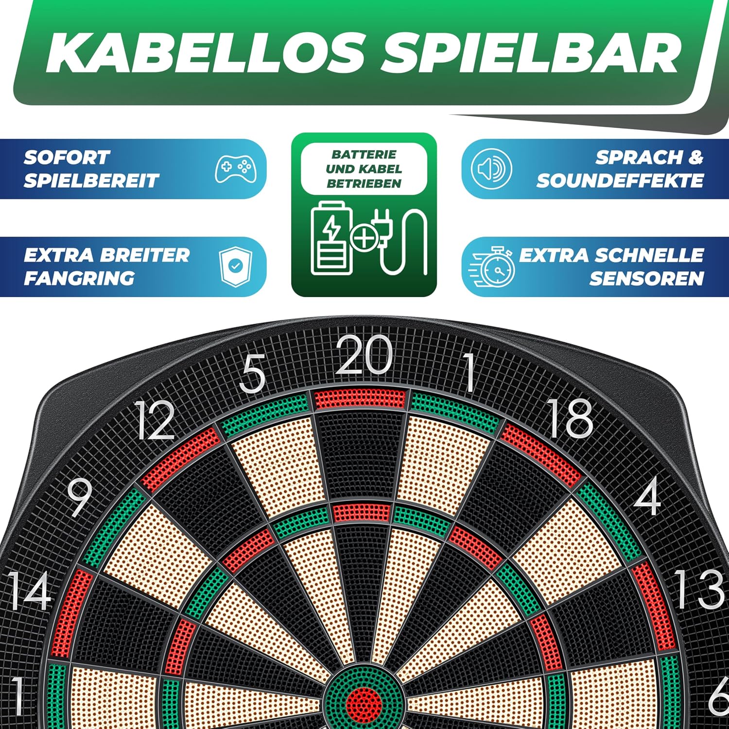 KESSER® Elektronische Dartscheibe Profi Set - E Dartboard mit 15 Dartpfeile + 20 Pro Flights 100 Pfeilspitzen + Zubehör Dart für 1 bis 8 Spieler mit LED Anzeige — Ansicht 5