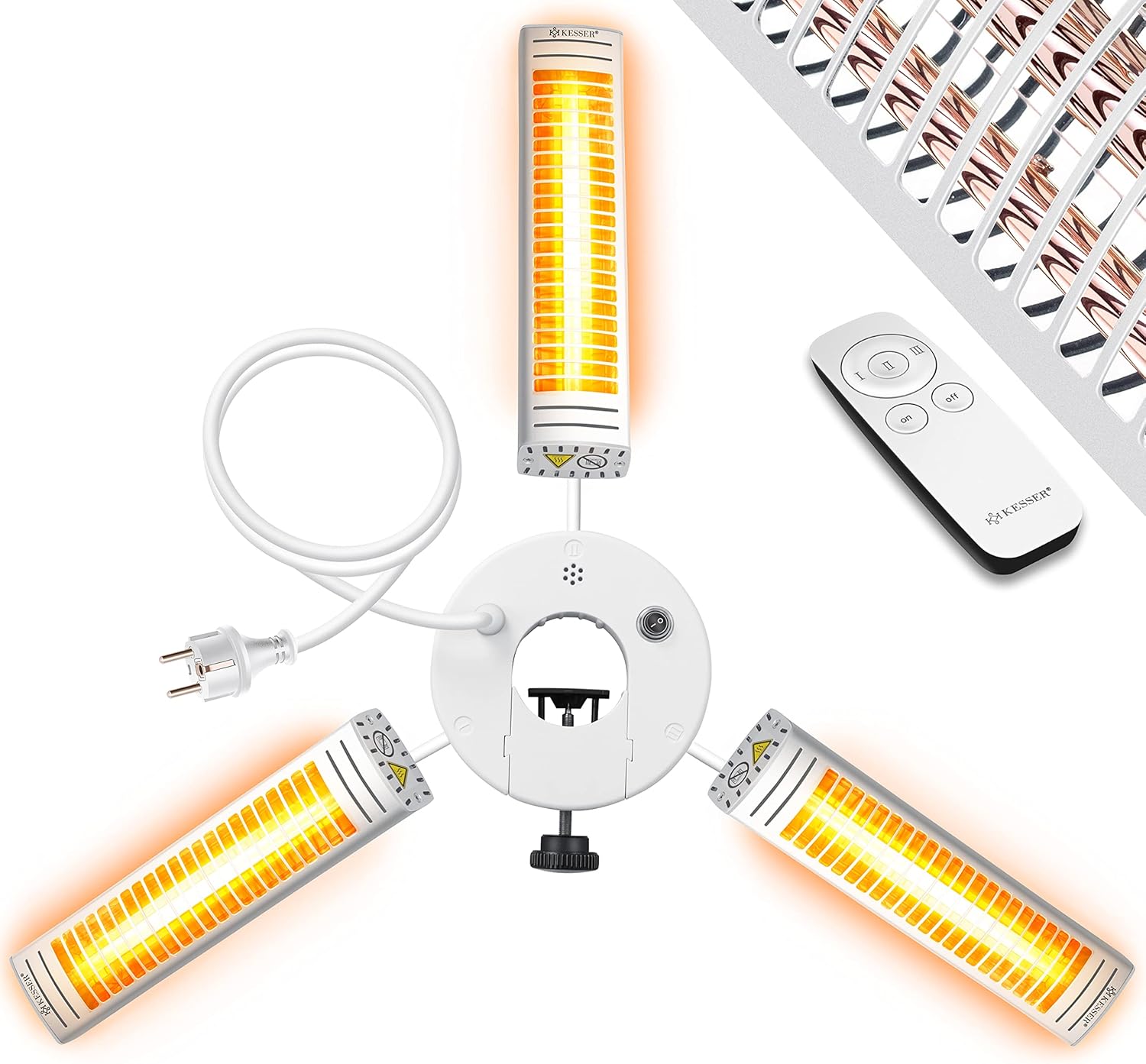 KESSER® Heizstrahler Infrarot 3000W für Terrasse Gastro- & Sonnenschirm Quarzstrahler Outdoor Infrarotstrahler Terrassenstrahler mit Fernbedienung | höhenverstellbar Garten & Außenbereich