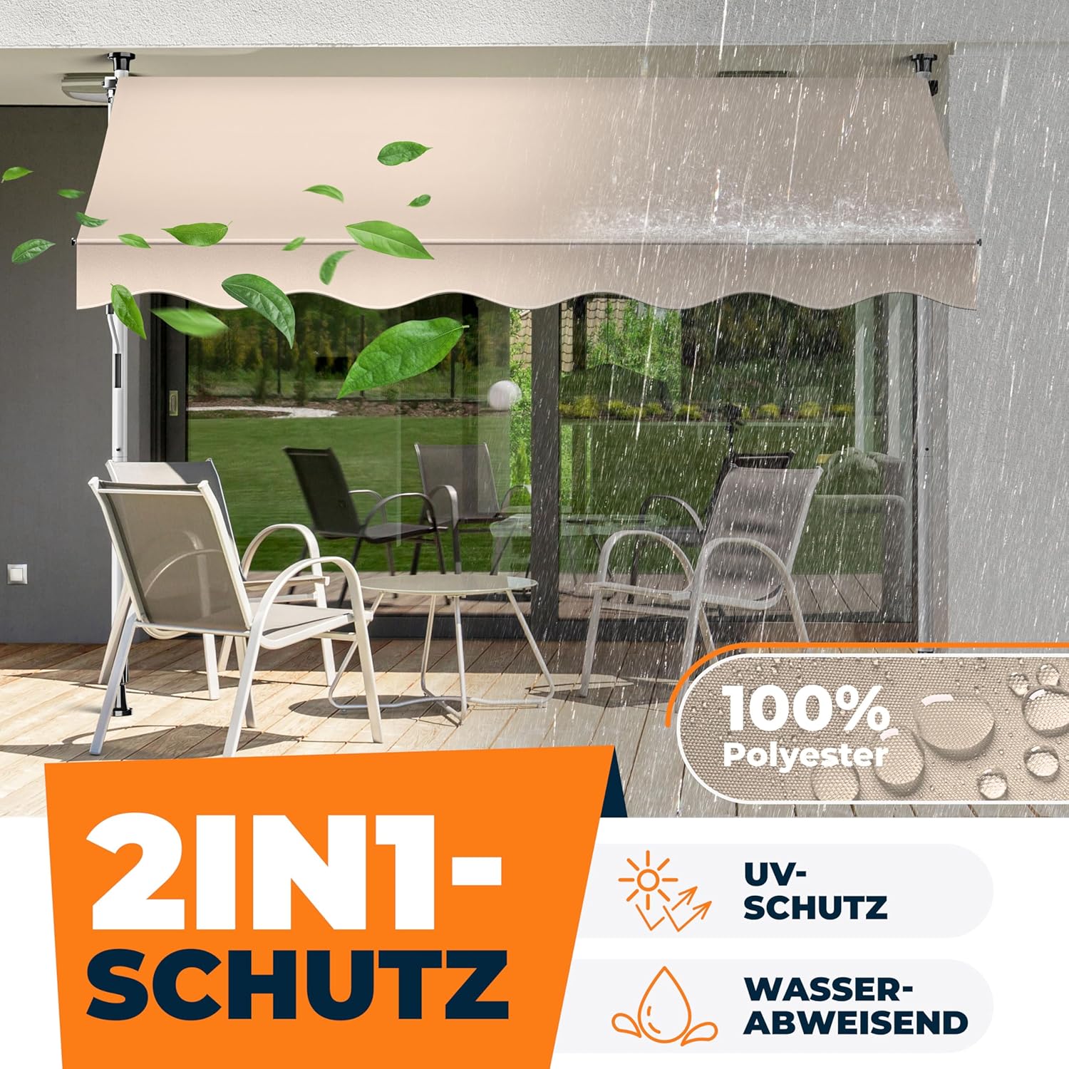 KESSER® Klemmmarkise mit Handkurbel Balkon | Balkonmarkise ohne Bohren | Markise UV-beständig höhenverstellbar & wasserabweisend | Sonnenschutz für Balkon Terrasse & Garten, Terrassenüberdachung 300cm — Ansicht 4