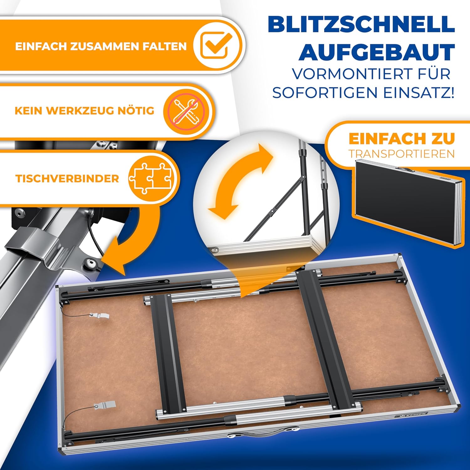 KESSER® Multifunktionstisch Profi 3- teilig, 100 x 60 cm, Tapeziertisch 90kg Gesamtbelastung, mit Ausziehfunktion Klapptisch Flohmarktisch Beistelltisch Mehrzwecktisch Campingtisch höhenverstellbar — Ansicht 3