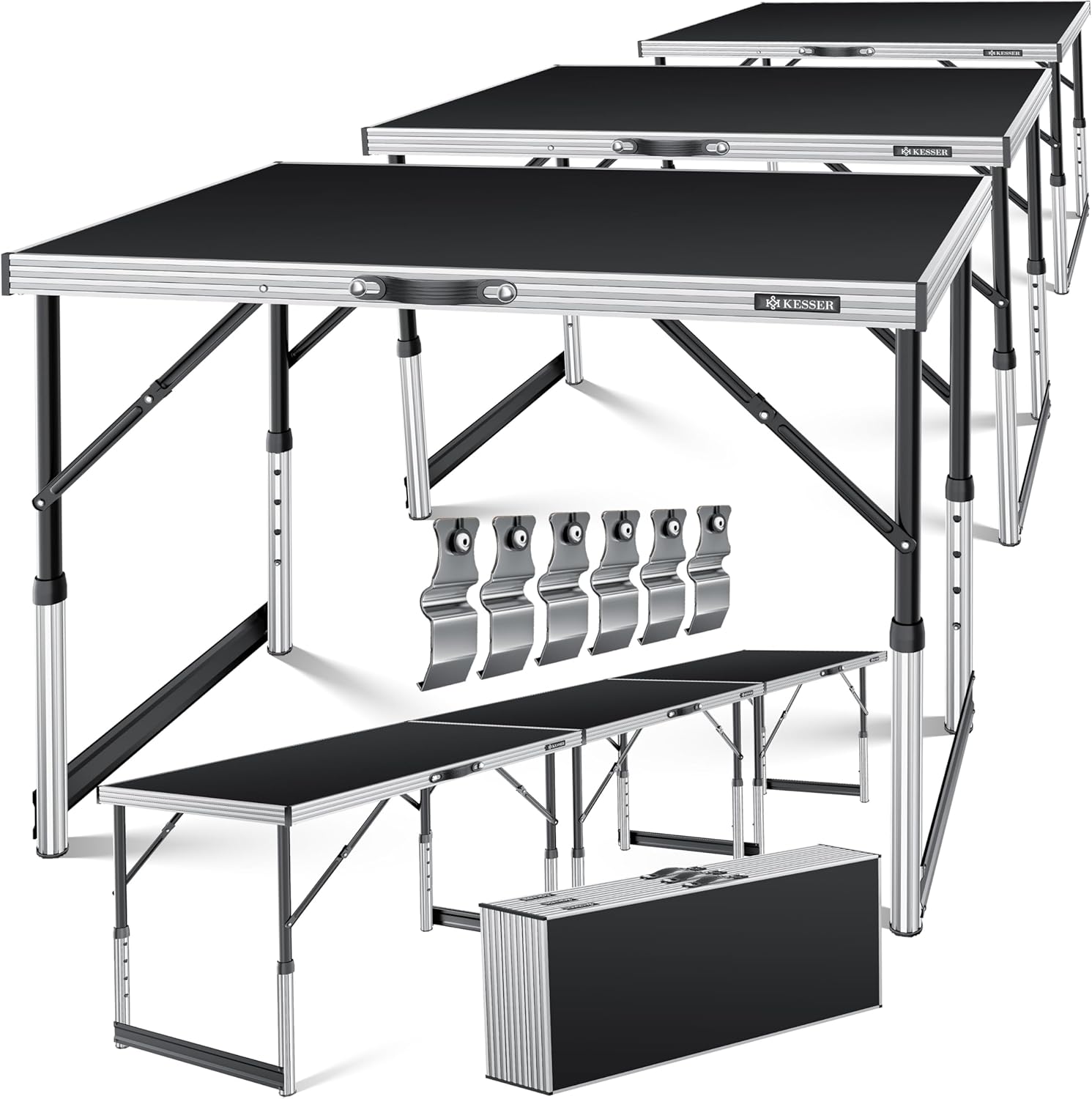 KESSER® Multifunktionstisch Profi 3- teilig, 100 x 60 cm, Tapeziertisch 90kg Gesamtbelastung, mit Ausziehfunktion Klapptisch Flohmarktisch Beistelltisch Mehrzwecktisch Campingtisch höhenverstellbar