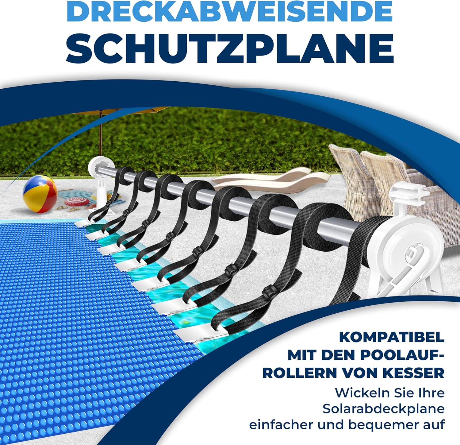 KESSER® Pool Solarabdeckplane Rechteckig 600 x 400cm Solarfolie 120 μm Solarabdeckung Solarplane zuschneidbar, Poolheizung Wassererwärmung Wärmeplane, Solarplane mit 1x Schere,1x Lochzange & 12x Ösen — Ansicht 5