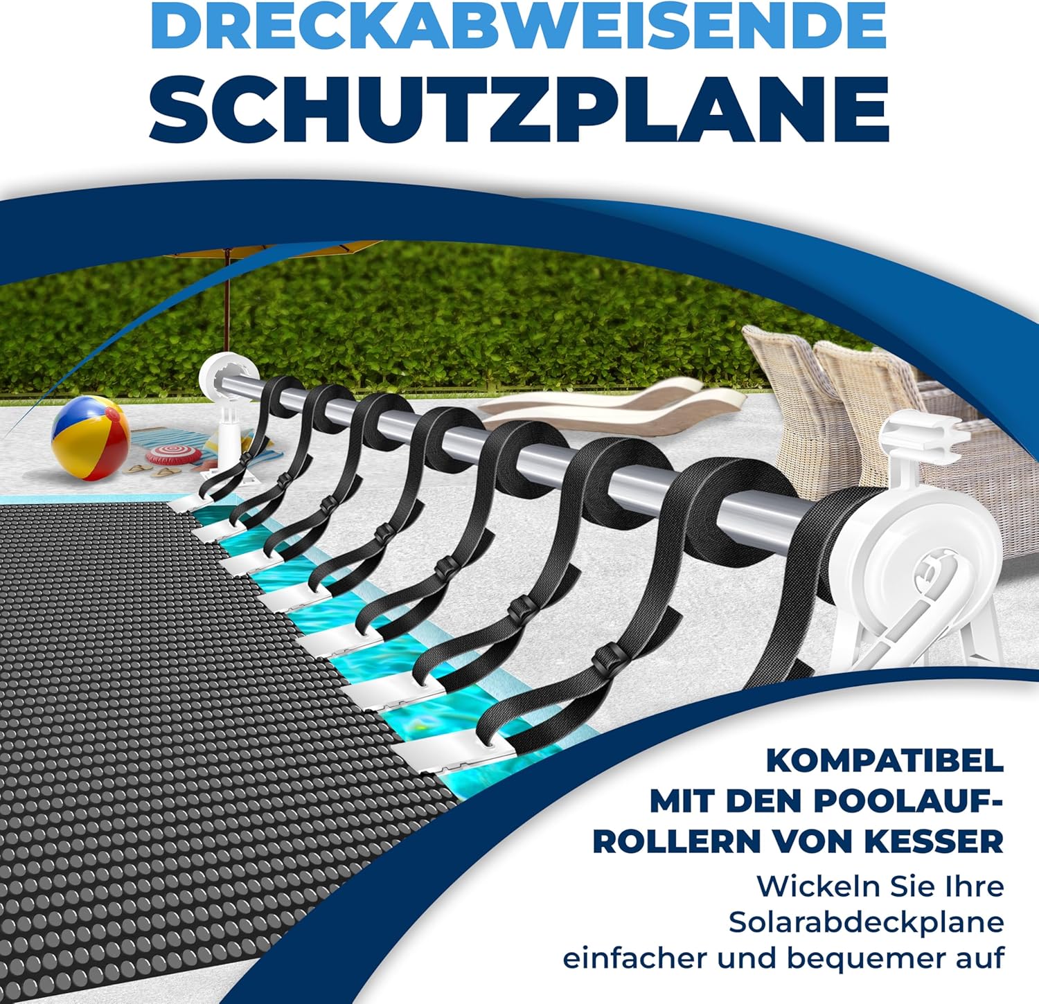 KESSER® Pool Solarfolie 400 μm | Solarplane Rechteckig 700x400cm Poolabdeckung | Solarabdeckplane flexibel zuschneidbar | Poolplane für Wassererwärmung | Solarabdeckung mit Schere, Lochzange & 12 Ösen — Ansicht 5