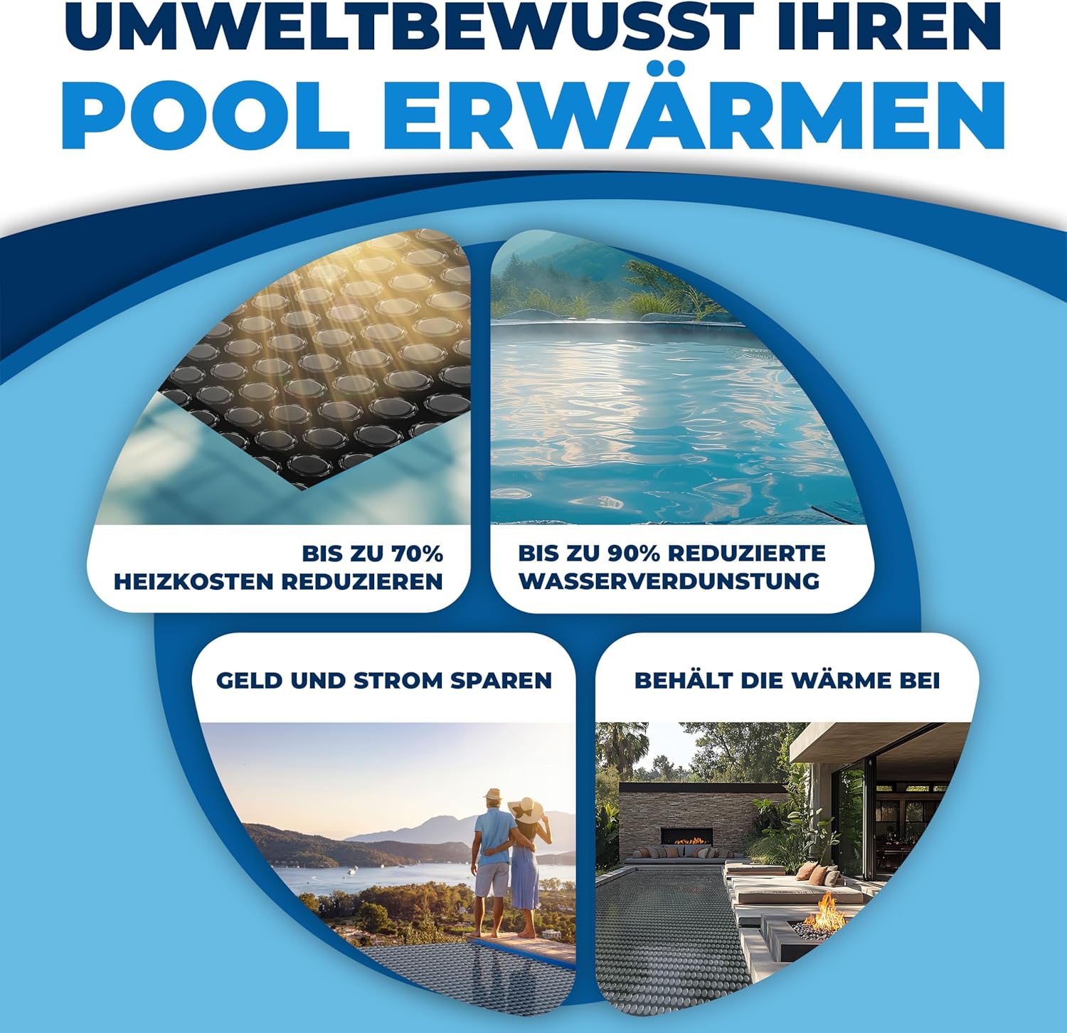 KESSER® Pool Solarfolie 400 μm | Solarplane Rechteckig 700x400cm Poolabdeckung | Solarabdeckplane flexibel zuschneidbar | Poolplane für Wassererwärmung | Solarabdeckung mit Schere, Lochzange & 12 Ösen — Ansicht 6