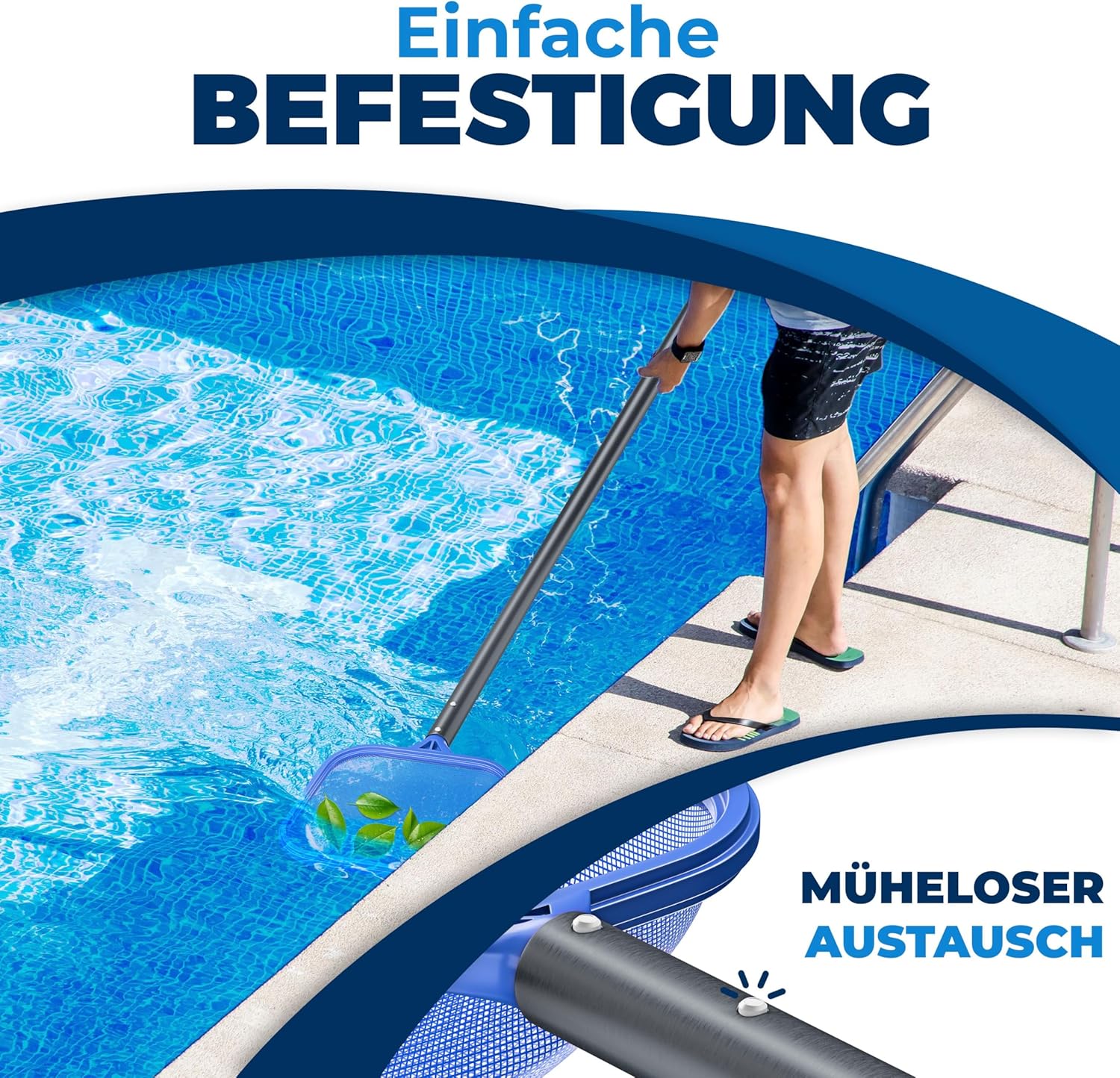 KESSER® Pool Teleskopstange Aluminium Poolstange | Stange zur Poolreinigung 3-teilig | einstellbar von 1,20m bis 3,60m | Witterungsbeständig und Stabil, Anthrazit — Ansicht 5