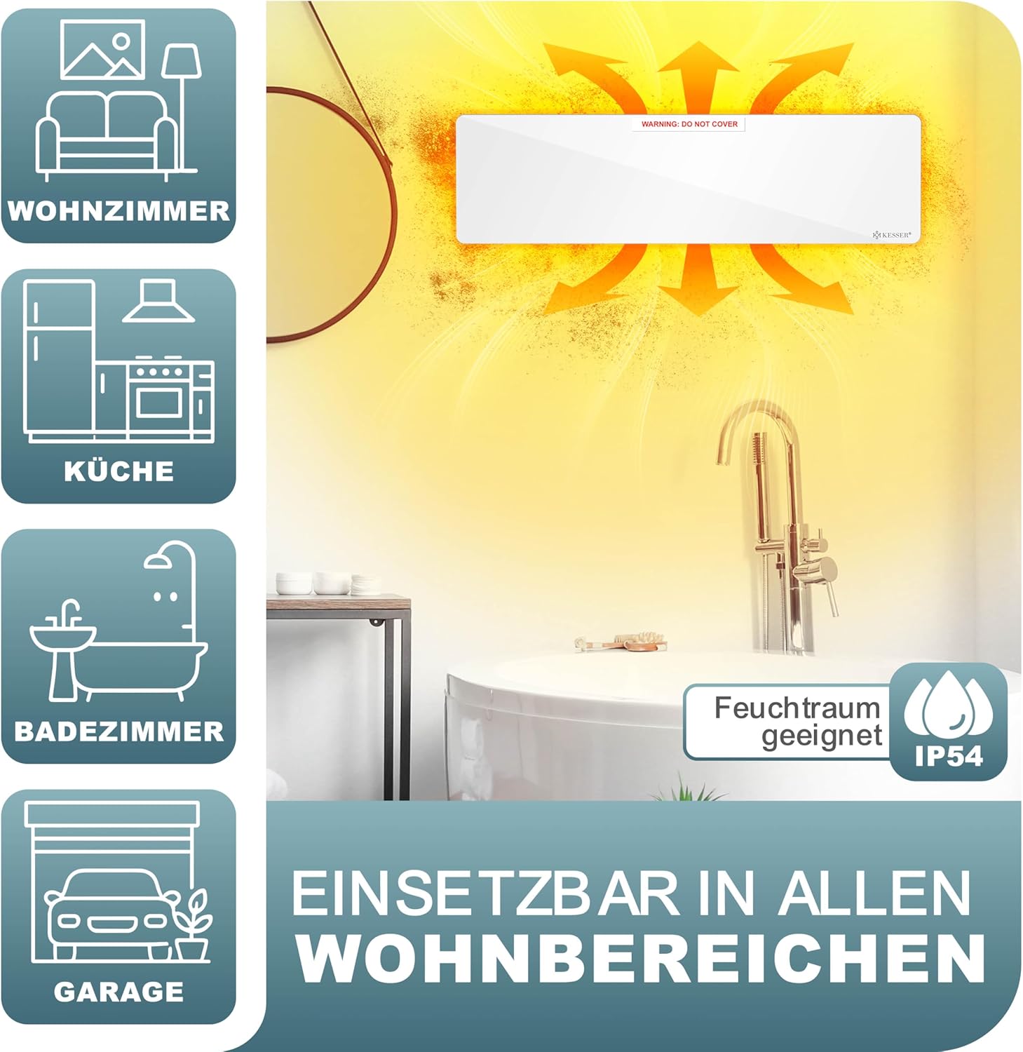 KESSER® Schimmel Infrarotheizung Schimmelentferner 50W Bad & Wandheizer | Schimmelfrei ohne Chemie — Ansicht 4