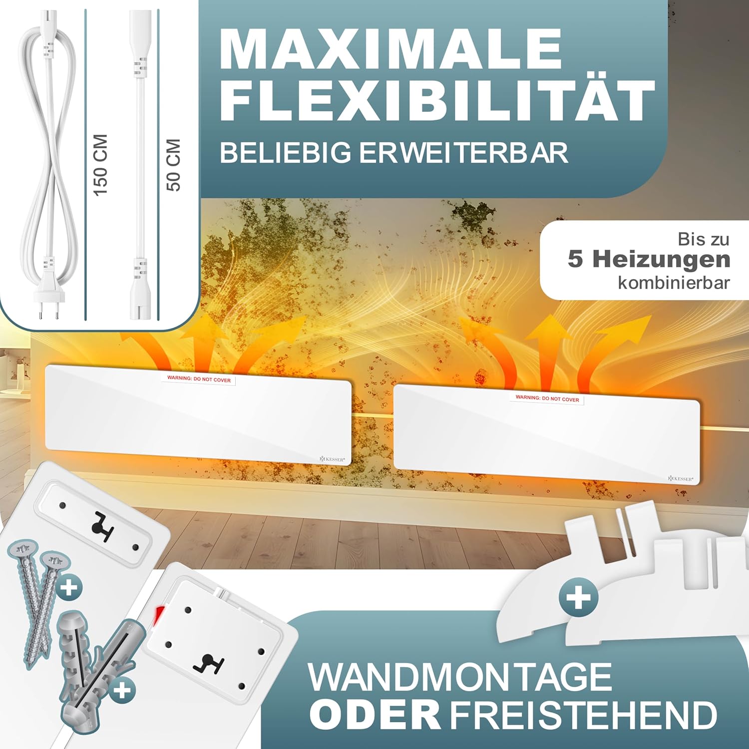 KESSER® Schimmel Infrarotheizung Schimmelentferner 50W Bad & Wandheizer | Schimmelfrei ohne Chemie — Ansicht 5