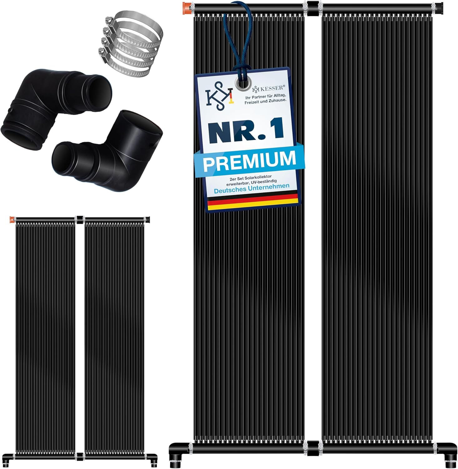 KESSER® Solarkollektor Poolheizung 600x140 cm, Pool Zubehör, Wärmepumpe Pool, Solar Poolheizer für Pools bis 48.000L, Pool Solarheizung erweiterbar, UV-beständiger Kunststoff, Schwimmbad Solarheizung