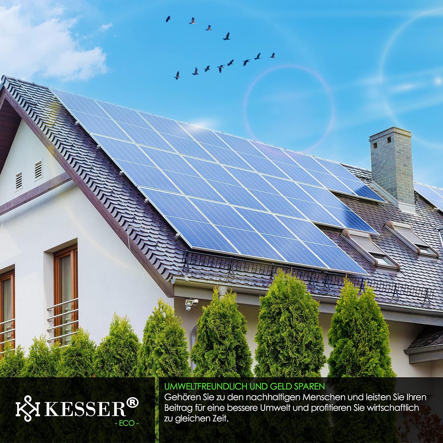 KESSER® Solarpanel 2er Set Monokristallin Solarmodul Solarpanel - 165W 18 V für 12 V Batterien, Photovoltaik - Solarzelle Solaranlage PV-Anlage Solar für Wohnwagen, Camping, Balkon, Gartenhäuser — Ansicht 5