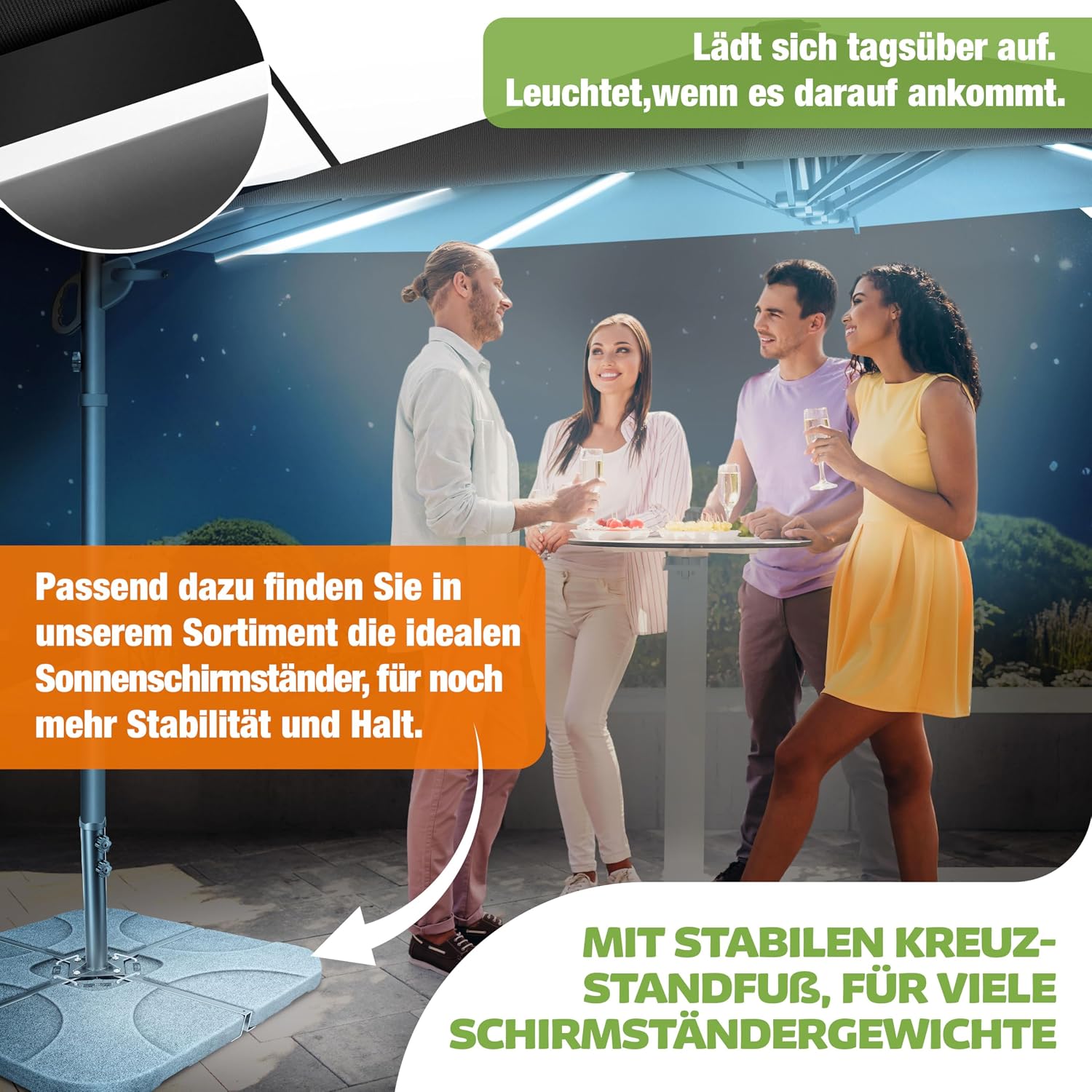 KESSER® Sonnenschirm Doppelsonnenschirm 4,6m x 2,7m | Ampelschirm Abdeckung & Windsicherung mit Kurbel & Ständer | Kurbelschirm Aluminium wasserabweisend | Neigbar Kippbar 360° Drehbar — Ansicht 6