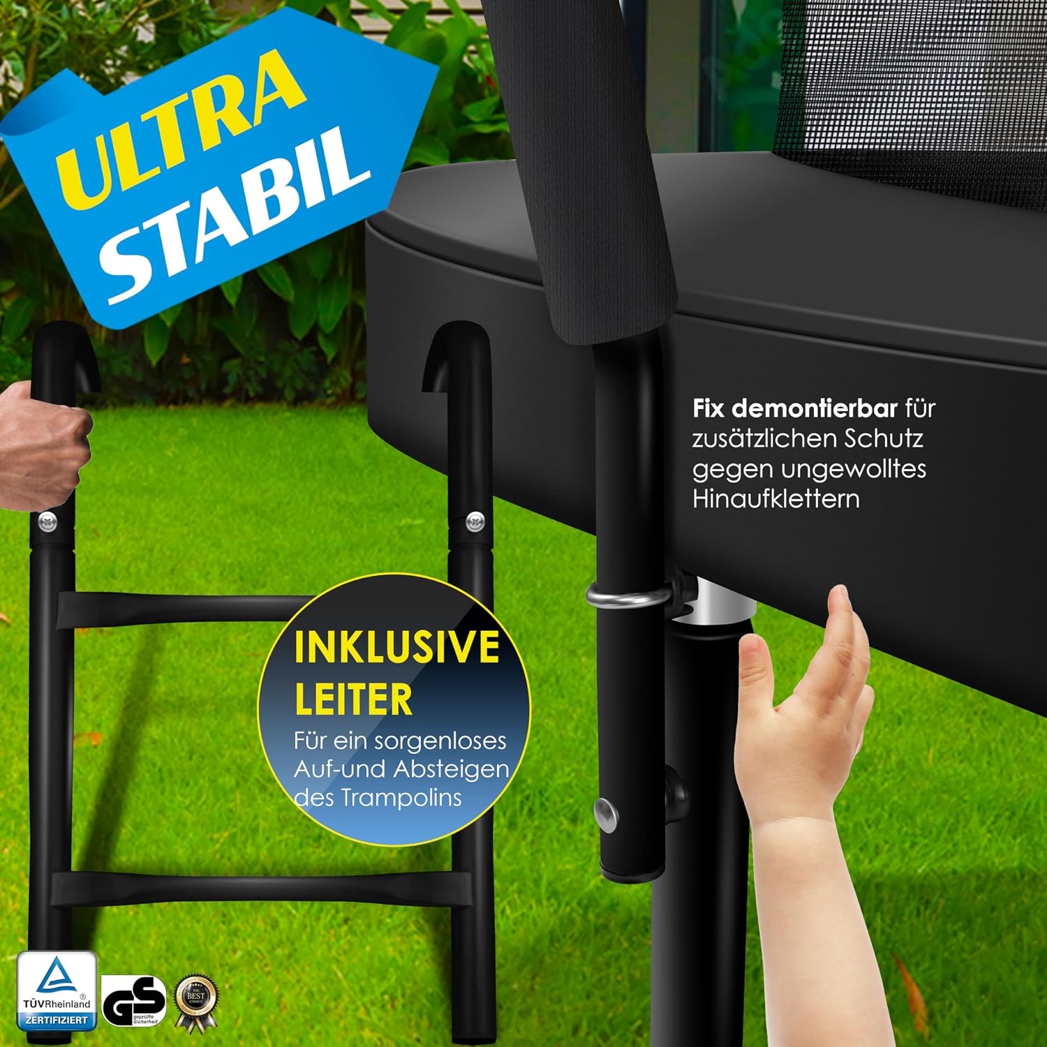 KESSER® Trampolin Ø 244/305/366/427 cm | TÜV Rheinland GS Zertifiziert | Gartentrampolin Kindertrampolin bis 150 kg | Komplettset mit Sicherheitsnetz — Ansicht 5