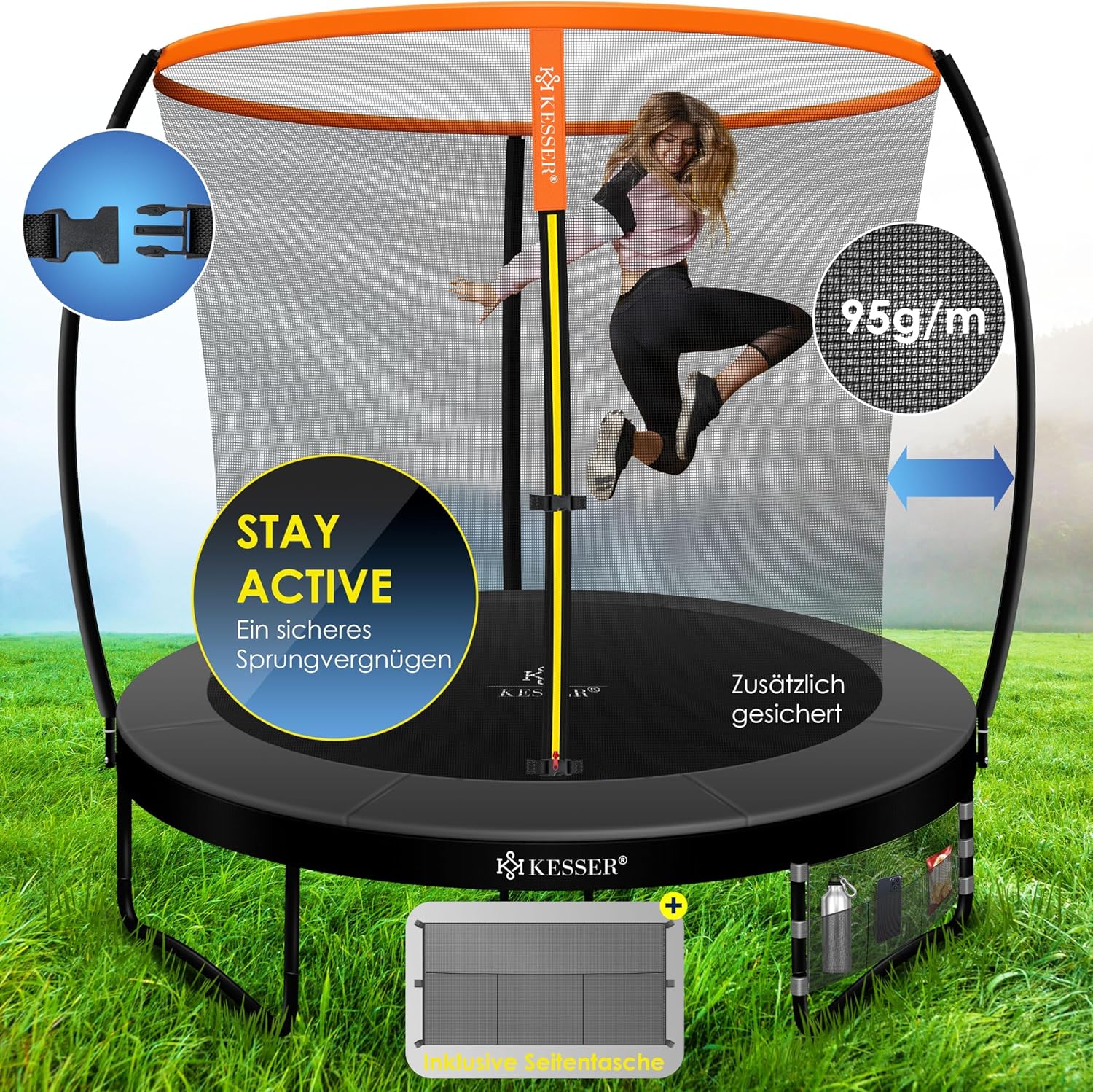 KESSER® Trampolin Ø 244/305/366/427 cm | TÜV Rheinland GS Zertifiziert | Gartentrampolin Kindertrampolin bis 150 kg | Komplettset mit Sicherheitsnetz — Ansicht 6
