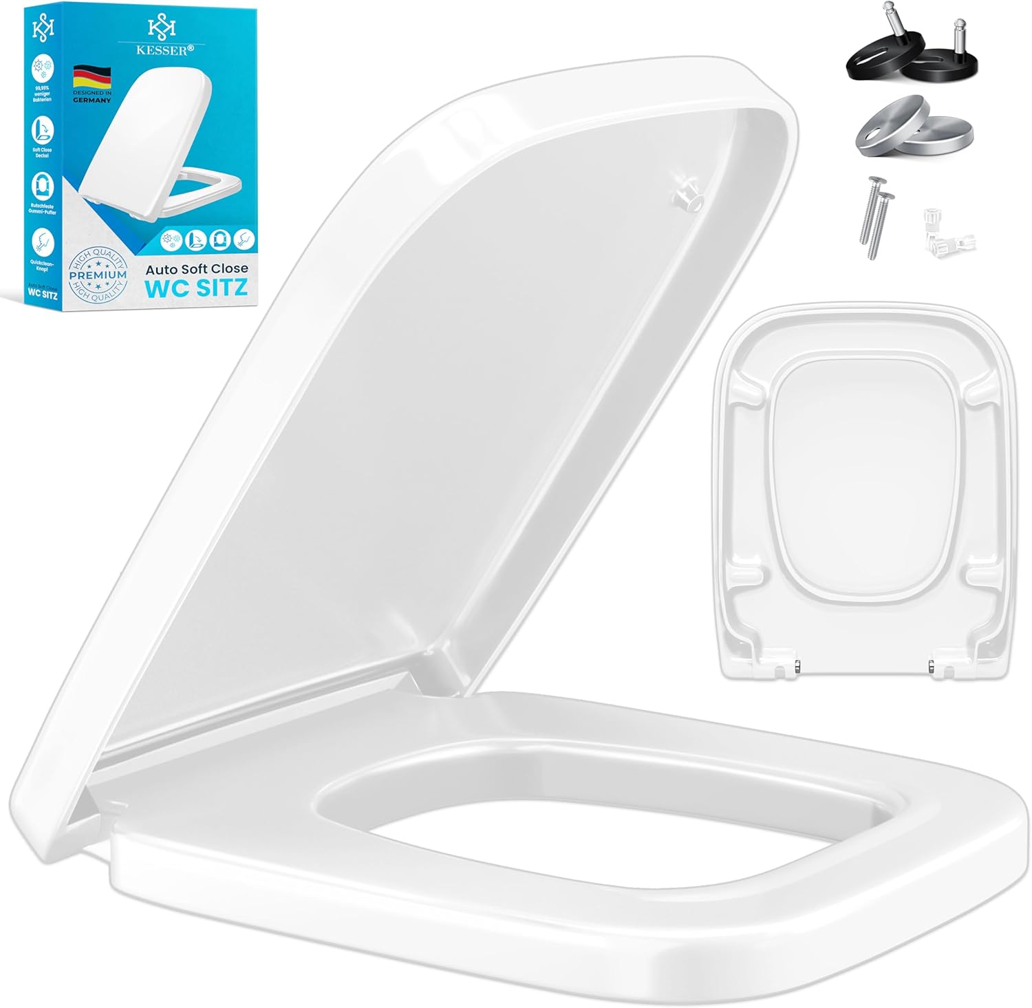 KESSER® WC Sitz mit Absenkautomatik Toilettendeckel Quick-Release-Funktion und Softclose - einfache Montage Klodeckel aus Duroplast Toilettensitz mit Edelstahl Befestigung