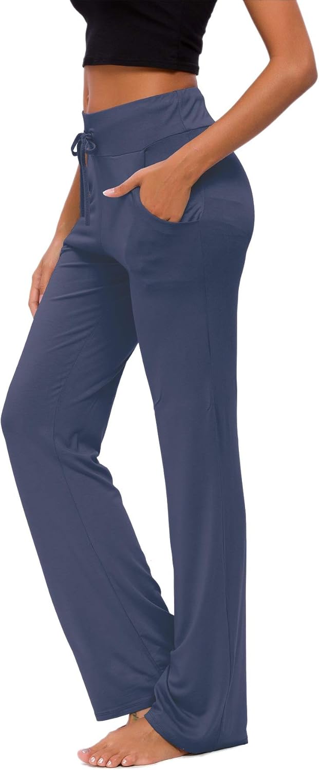 KESSER Yogahose Jogginghose Damen mit Taschen Freizeithose Straight Leg Modal Sporthose Kordelzug Damenmode Culotte Lounge Running Lang Frauen Hose