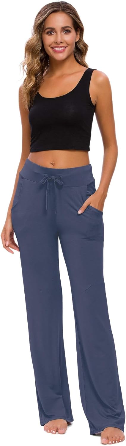 KESSER Yogahose Jogginghose Damen mit Taschen Freizeithose Straight Leg Modal Sporthose Kordelzug Damenmode Culotte Lounge Running Lang Frauen Hose — Ansicht 6