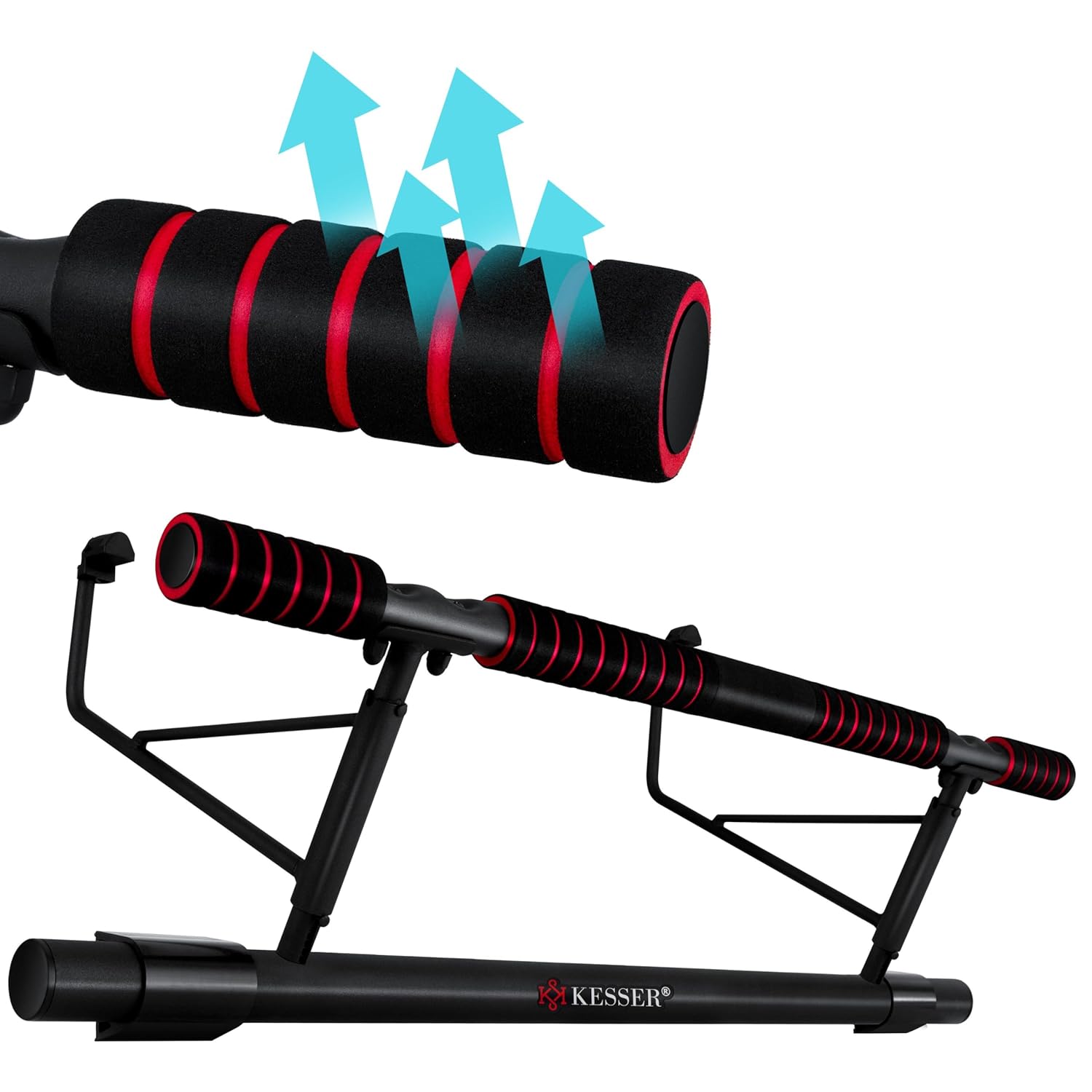 KESSER 4‑in‑1 Pull‑Up Bar – DIP & Power Ropes, Türrahmen ohne Schrauben