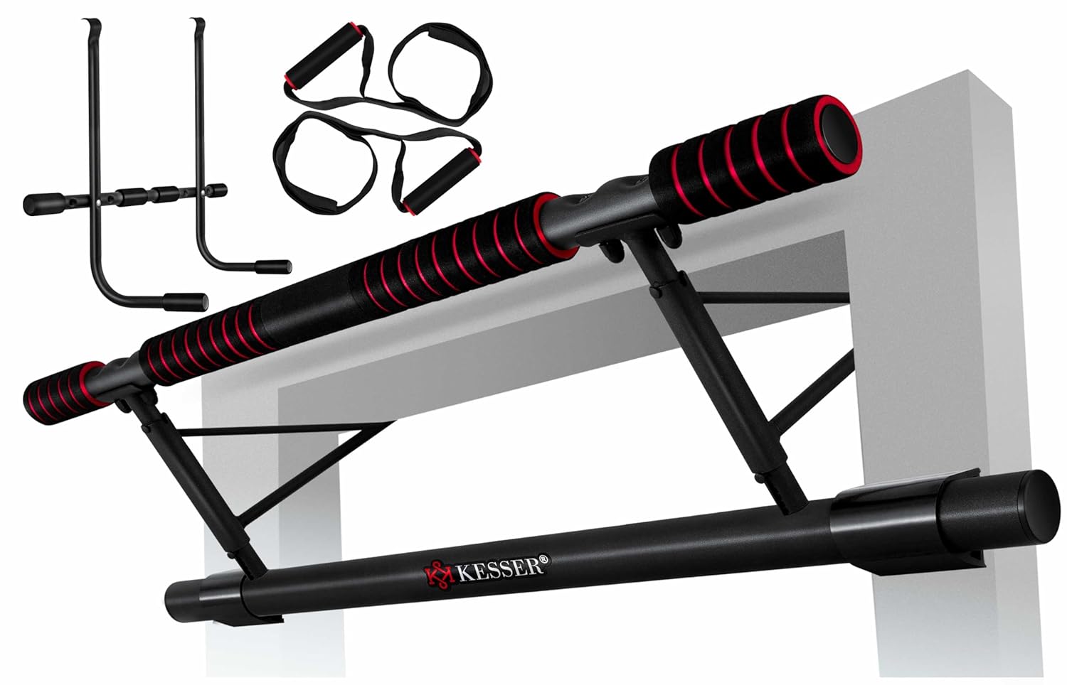 KESSER 4‑in‑1 Pull‑Up Bar – DIP & Power Ropes, Türrahmen ohne Schrauben