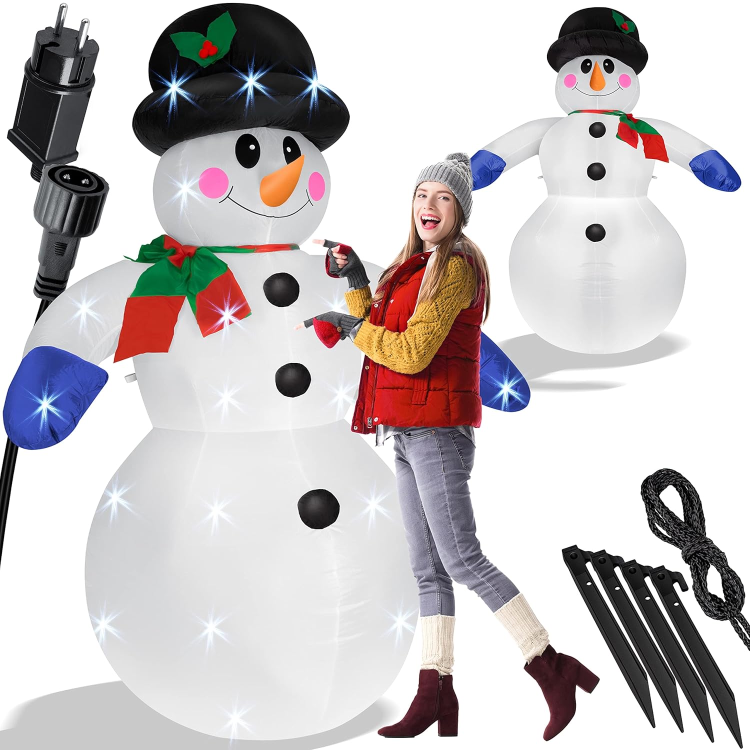 Kesser® Aufblasbarer Schneemann XXL 240 cm LED-Beleuchtung, IP44 wetterfest, leiser Lüfter