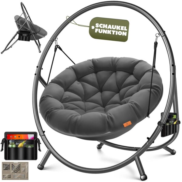 KESSER® Bali Hängesessel – Stahlrahmen, 150 kg, Innen/Außen, mit Kissen & Seitentasche