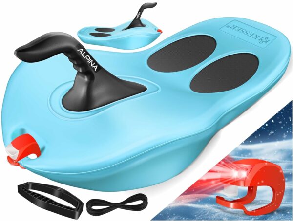 KESSER® Bob Alpina LED & Ziehseil – Stabiler Schlitten für Kinder & Erwachsene