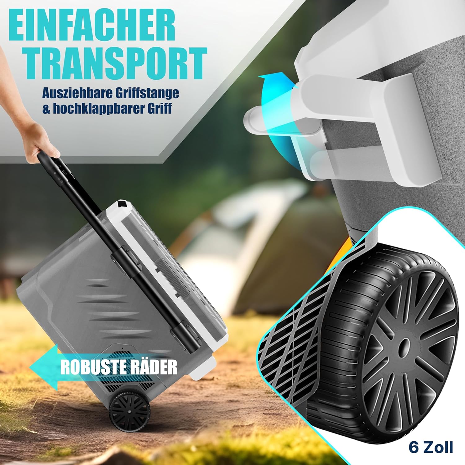 KESSER® Camping Kompressor‑Kühltasche – LED‑Touch, App‑Steuerung, bis ‑20 °C, 12/24 V/230 V, USB