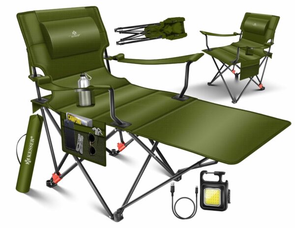 KESSER® Camping Lounger 2‑in‑1 – bis 160 kg, extra breit, inkl. Getränkehalter