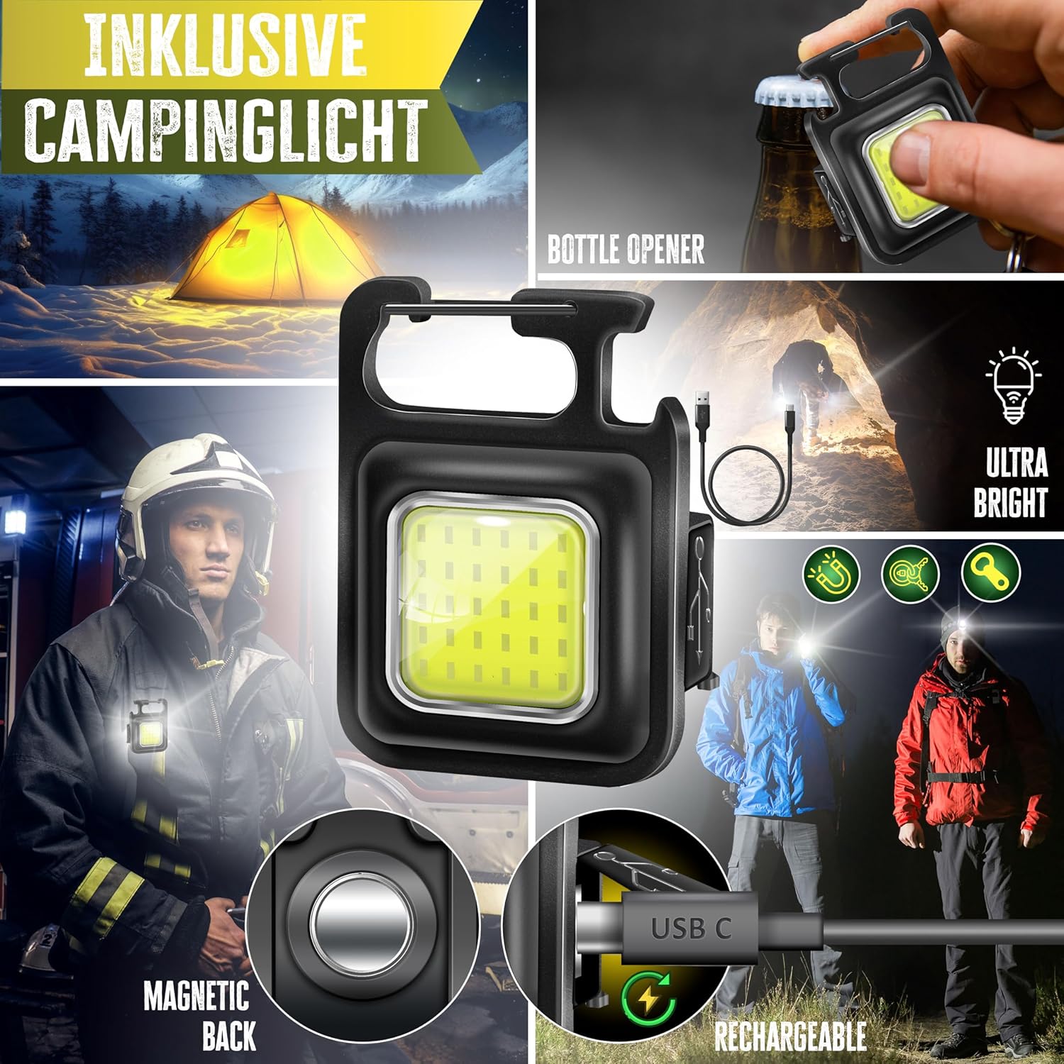 KESSER® Campingstuhl 160 kg, gepolsterte Armlehnen, hoher Rücken, Trink‑ & Lichthalter, mit Tragetasche