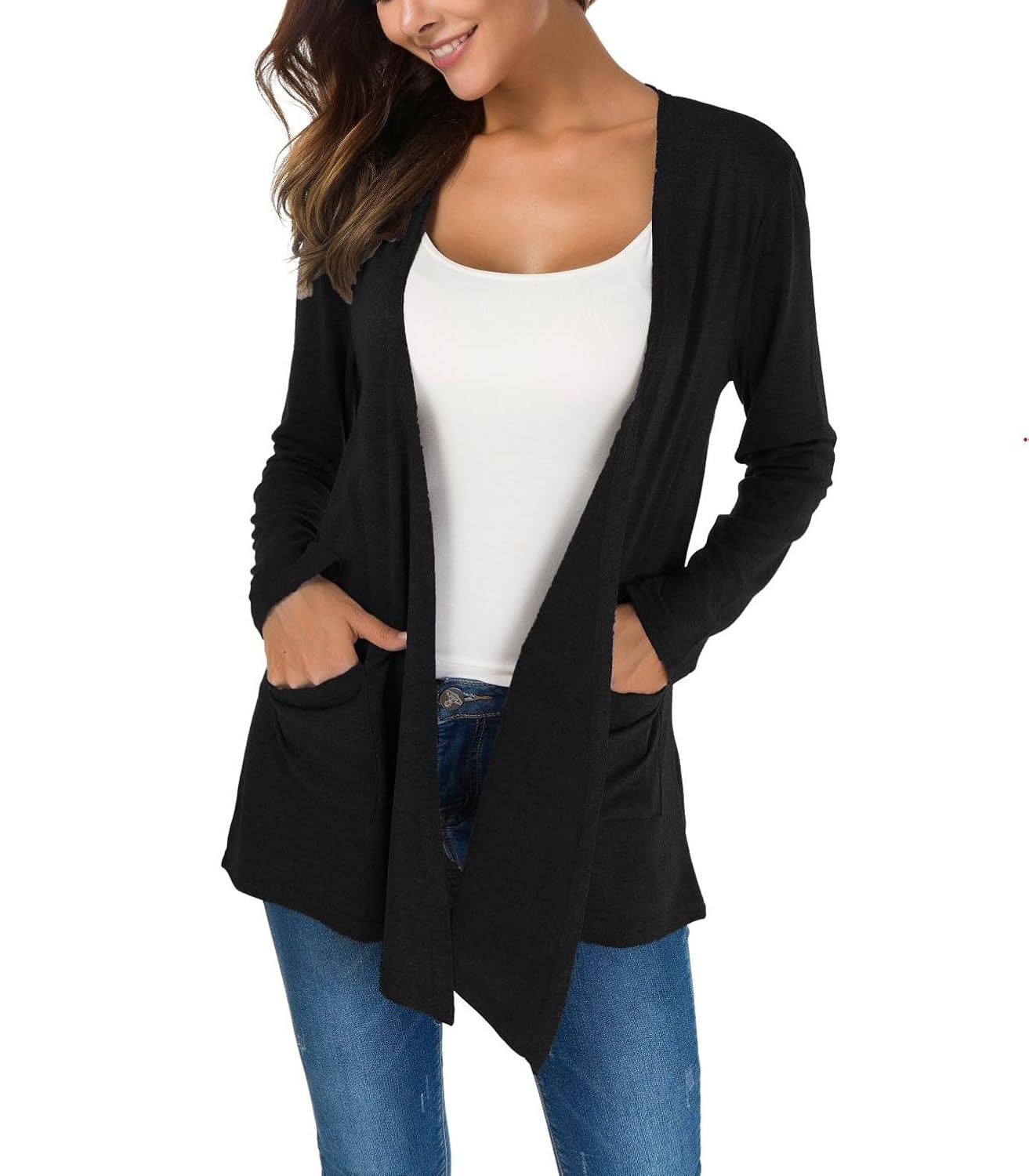 KESSER Cardigan Damen Langarm 2‑Taschen Slim Fit Soft & Vielseitig