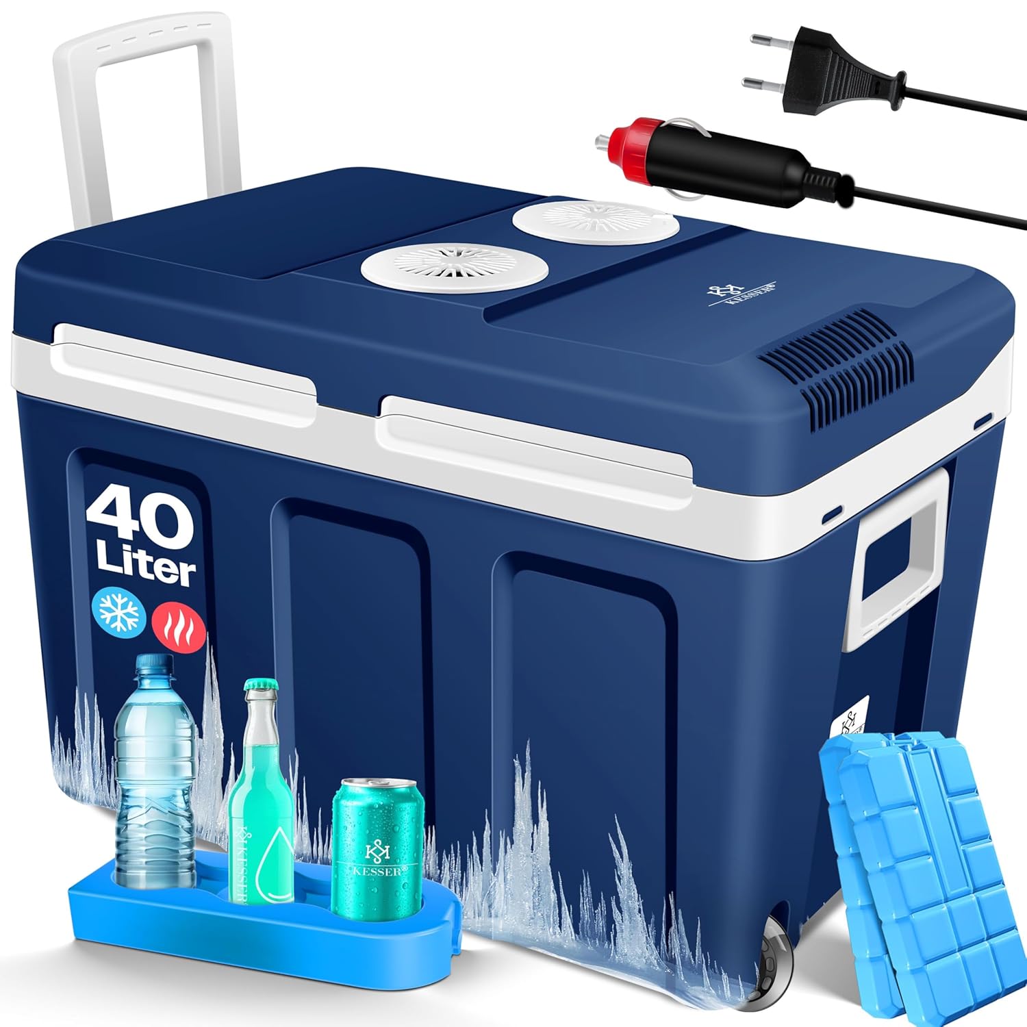 Kesser® Cool Box 40L mit Rädern – Thermoelektrische Mini‑Kühlschrank 12V/230V