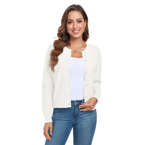 KESSER Damen Strickcardigan lange Ärmel Knopfleiste Crew-Neck Elegant Herbst/Winter