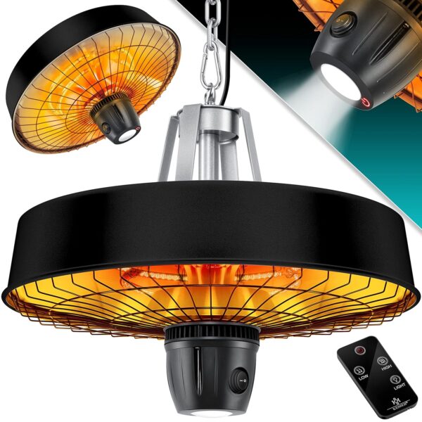 KESSER® Deckenheizkörper 2500W Quartz-Infrarot, LED Licht, Fernbedienung