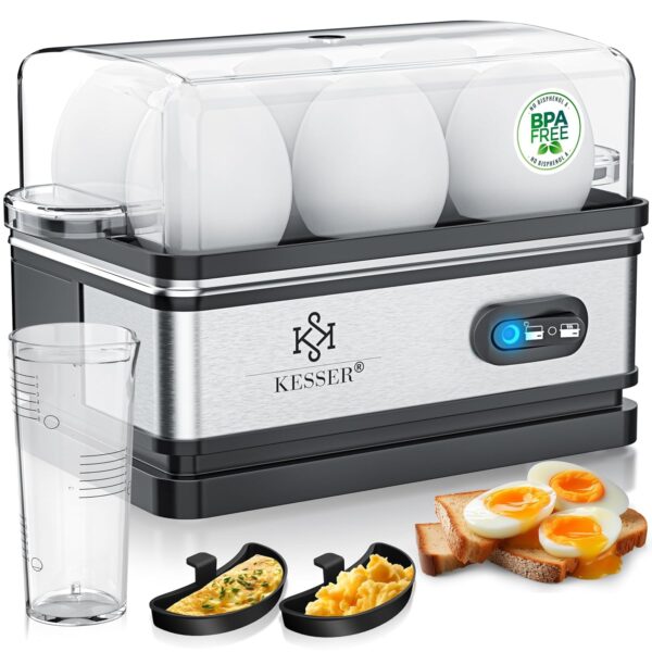 KESSER® Eierkocher 1–6 Stück, 400 W, 3 Härtegrade, Keep‑Warm, Schwenkschalter