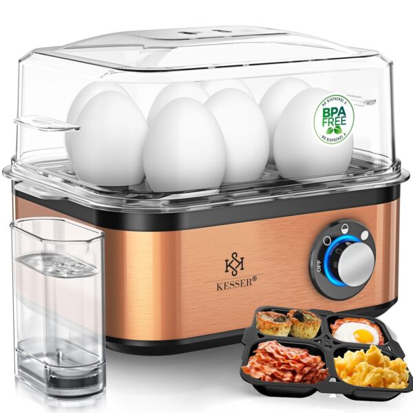 KESSER Eierkocher 1–8 Eier 500 W, 3 Härtegrade, Warmhaltefunktion, BPA‑frei, spülmaschinenfest