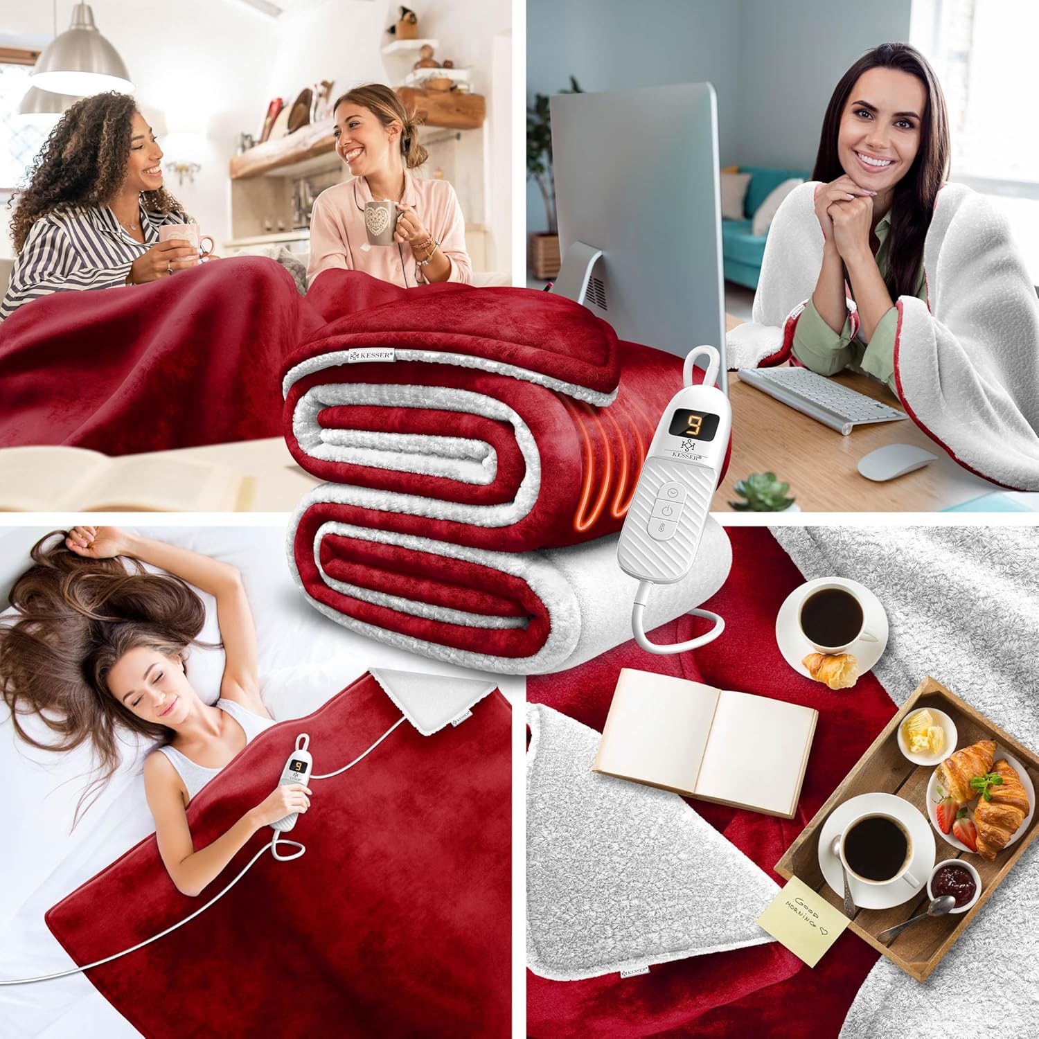 KESSER® Elektrische Decke 200x180 cm – doppelseitig, 9 Stufen, automatische Abschaltung