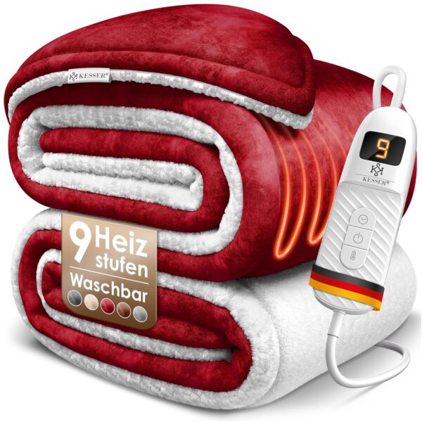 KESSER® Elektrische Decke 200x180 cm – doppelseitig, 9 Stufen, automatische Abschaltung