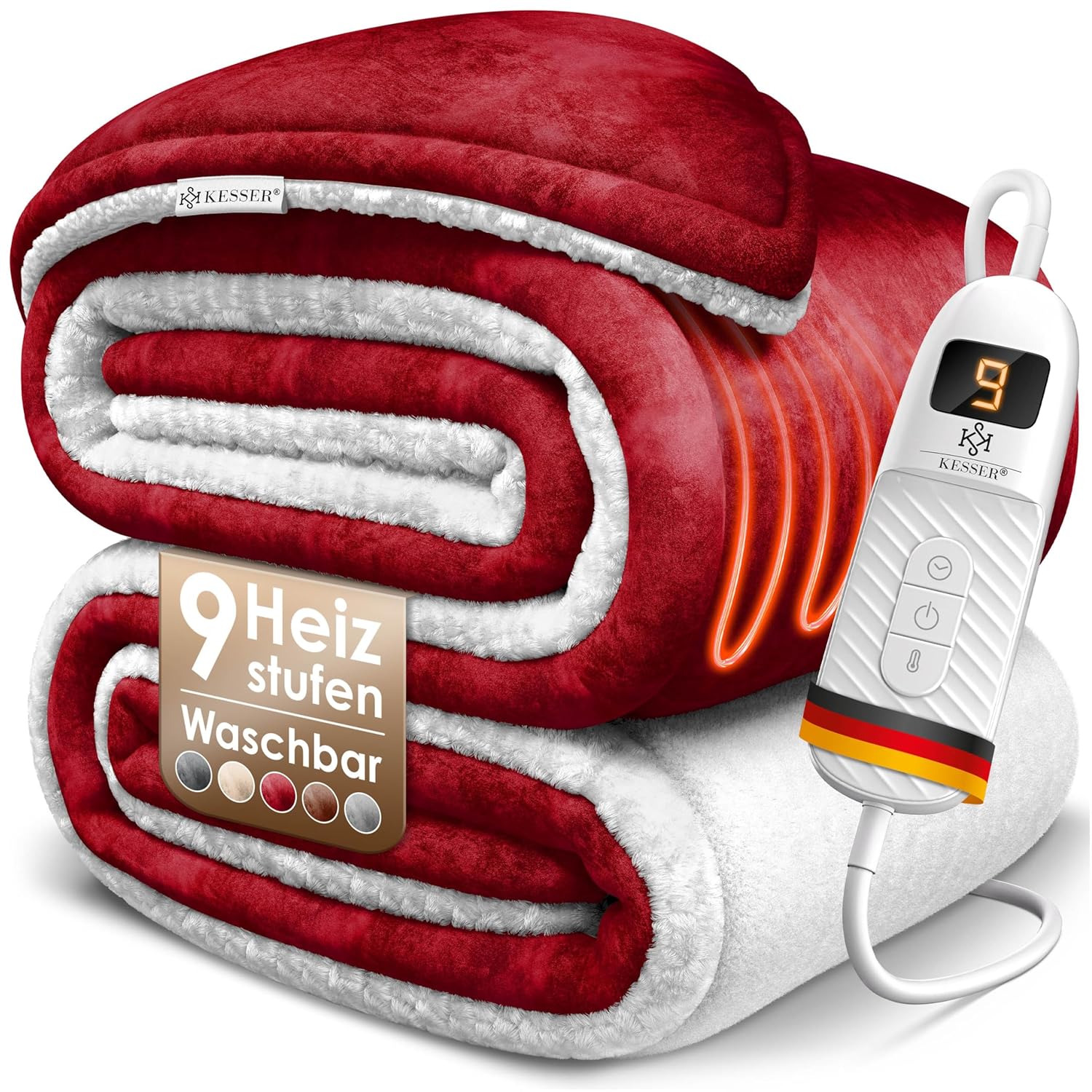 KESSER® Elektrische Decke 200x180 cm – doppelseitig, 9 Stufen, automatische Abschaltung