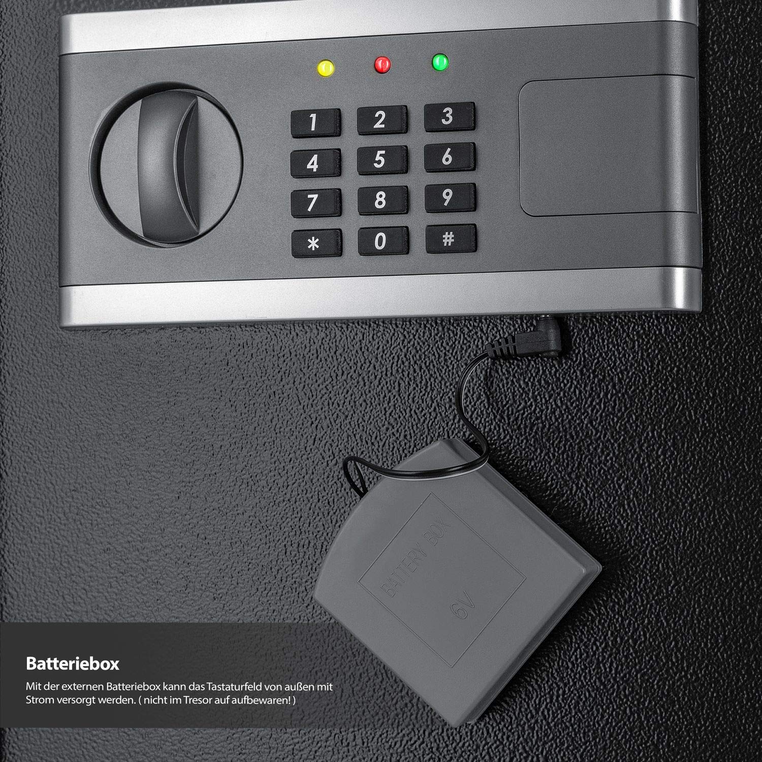 Kesser® Elektrischer Tresor 38×30×30 cm, 3 Doppelbolzen, Innenbeleuchtung