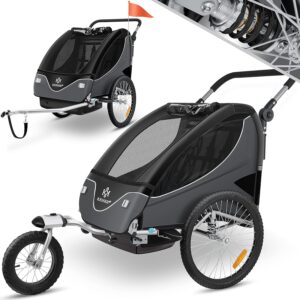 Kesser® Fahrrad‑Kinderanhänger 360° Drehsitz, 2‑in‑1 Jogger, 5‑Punkt‑Gurt