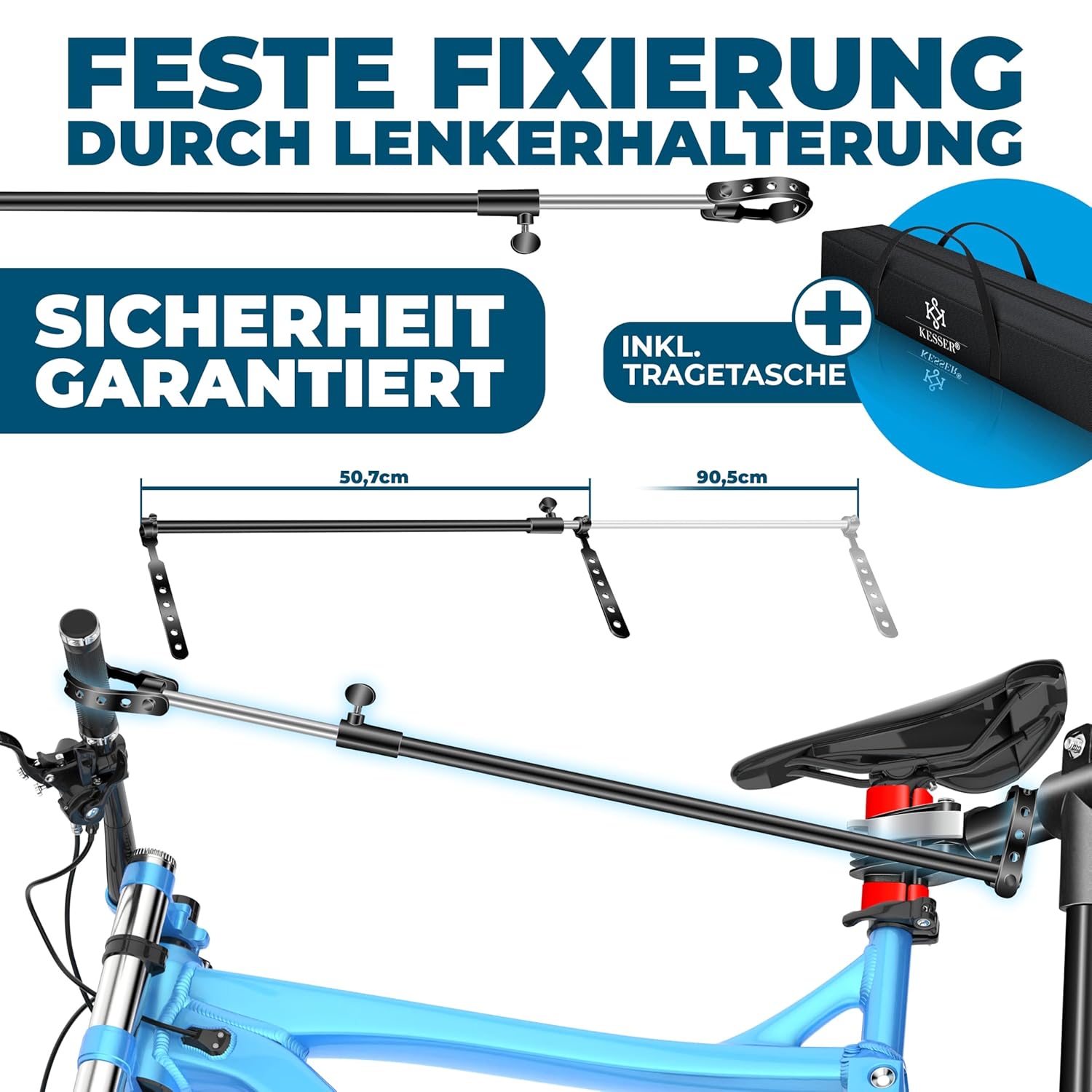 KESSER® Fahrradmontageständer, Profi bis 30 kg, drehbar, mit Werkzeugschale & Tragetasche