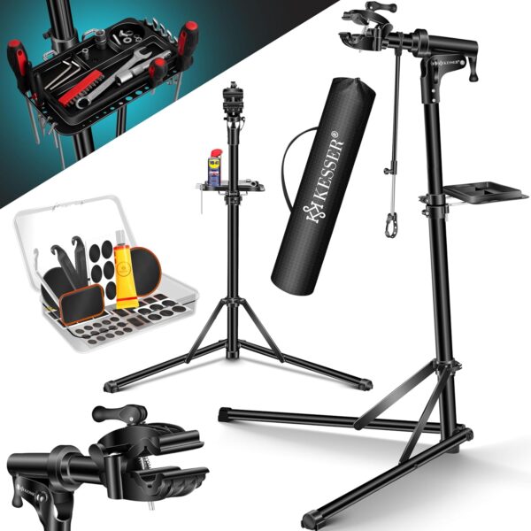 KESSER® Fahrradreparaturständer Aluminium – 360° drehbar, Schnellverschluss, für Mountain‑ und E‑Bikes