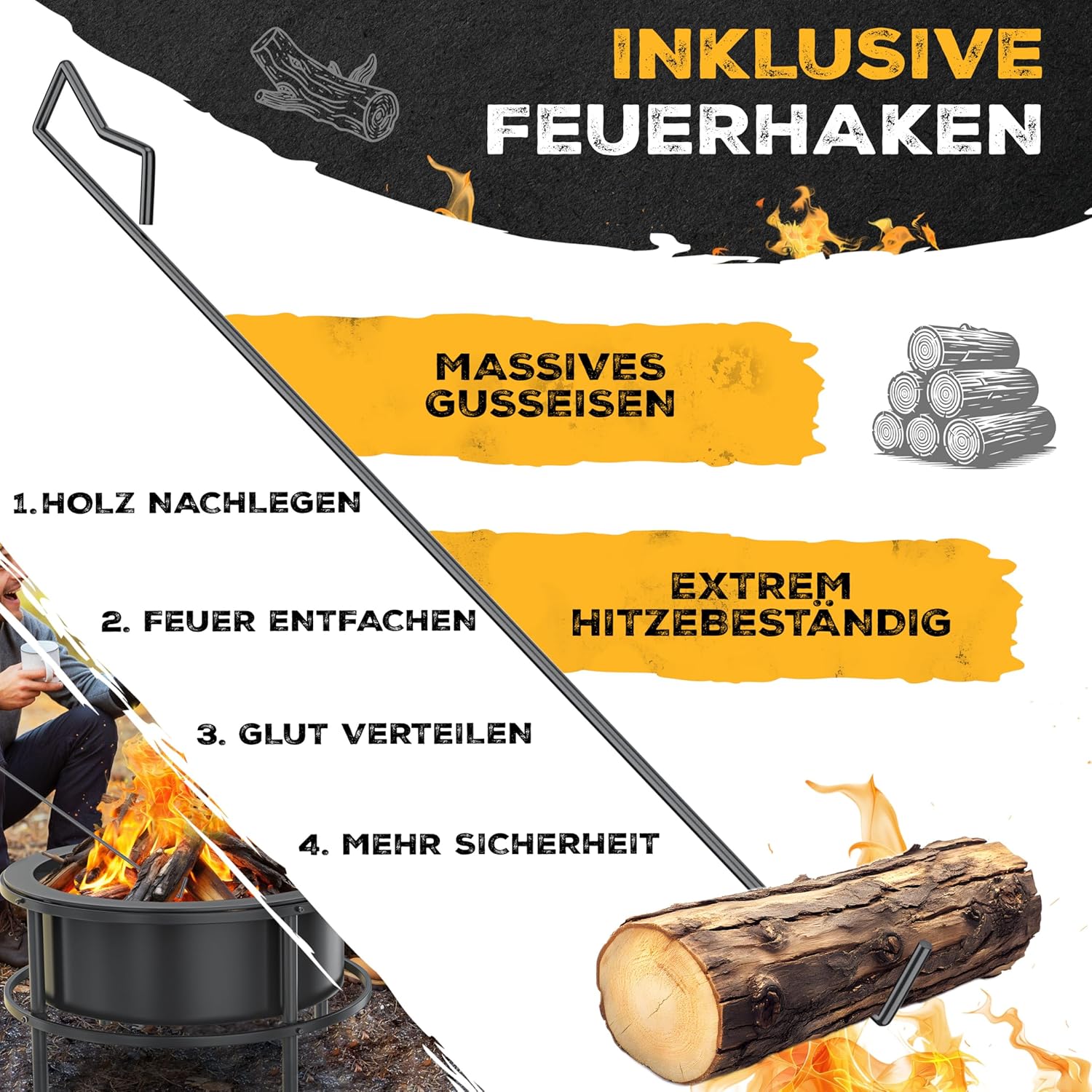 KESSER® Feuerkessel 65 cm mit Grillrost, 0,6 mm Stahl, mobile mit Rädern