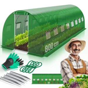 KESSER® Folientunnel 16 Fenster, Mückennetz, Tür, 170 g/m², galvanisiertes Stahlgestell