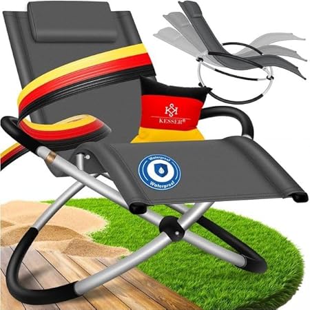 Kesser® Garten‑Recliner, schwingend, wetterfest, ergonomisch, 180 kg, faltbar
