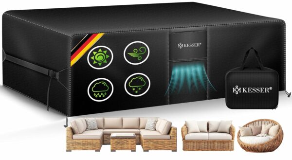 KESSER® Gartenmöbelabdeckung 242x162cm, 420D Oxford, UV- & wasserdicht, windfest, winterfest